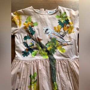 Molo Christina Dress Acorn Woodland Animal Print 146/152 (US 10–12) NWOT